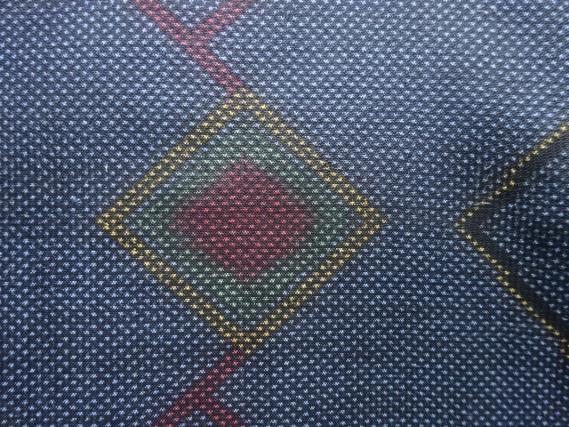 JAPANESE KIMONO / ANTIQUE KIMONO / SILK / DORO OSHIMA TSUMUGI / WOVEN GEOMETRIC